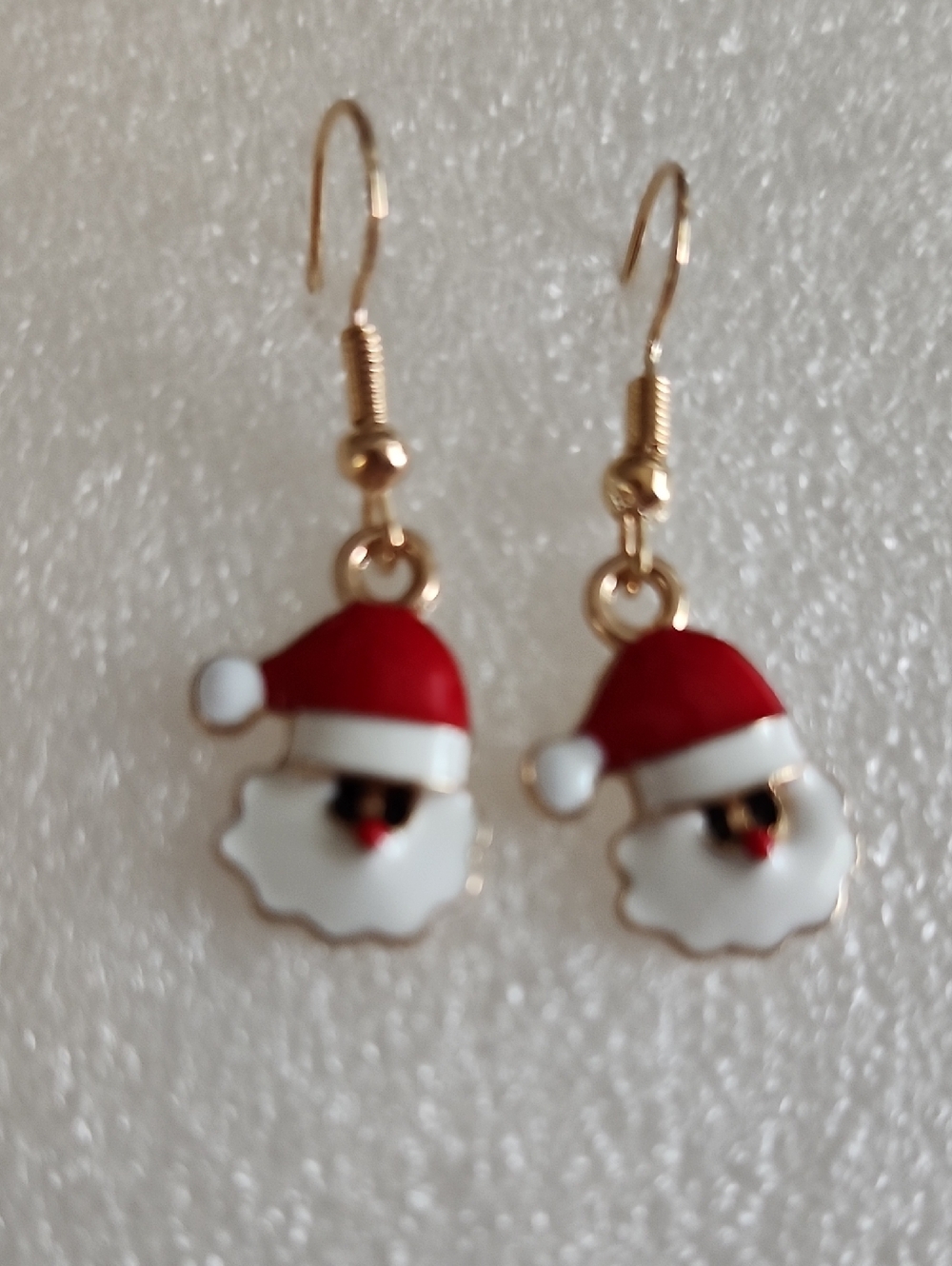 Hand Crafted Red and White Santa Face Dangle Earrings